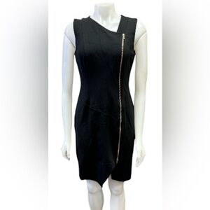 Calvin Klein Dress EUC Sleeveless 2 Way zipper Black Midi Size 4